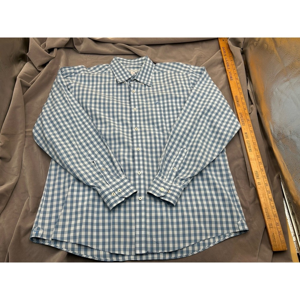 Southern Tide Shirt Mens  Blue Plaid Long Sleeve Button‎ Up Casual Adult XL H